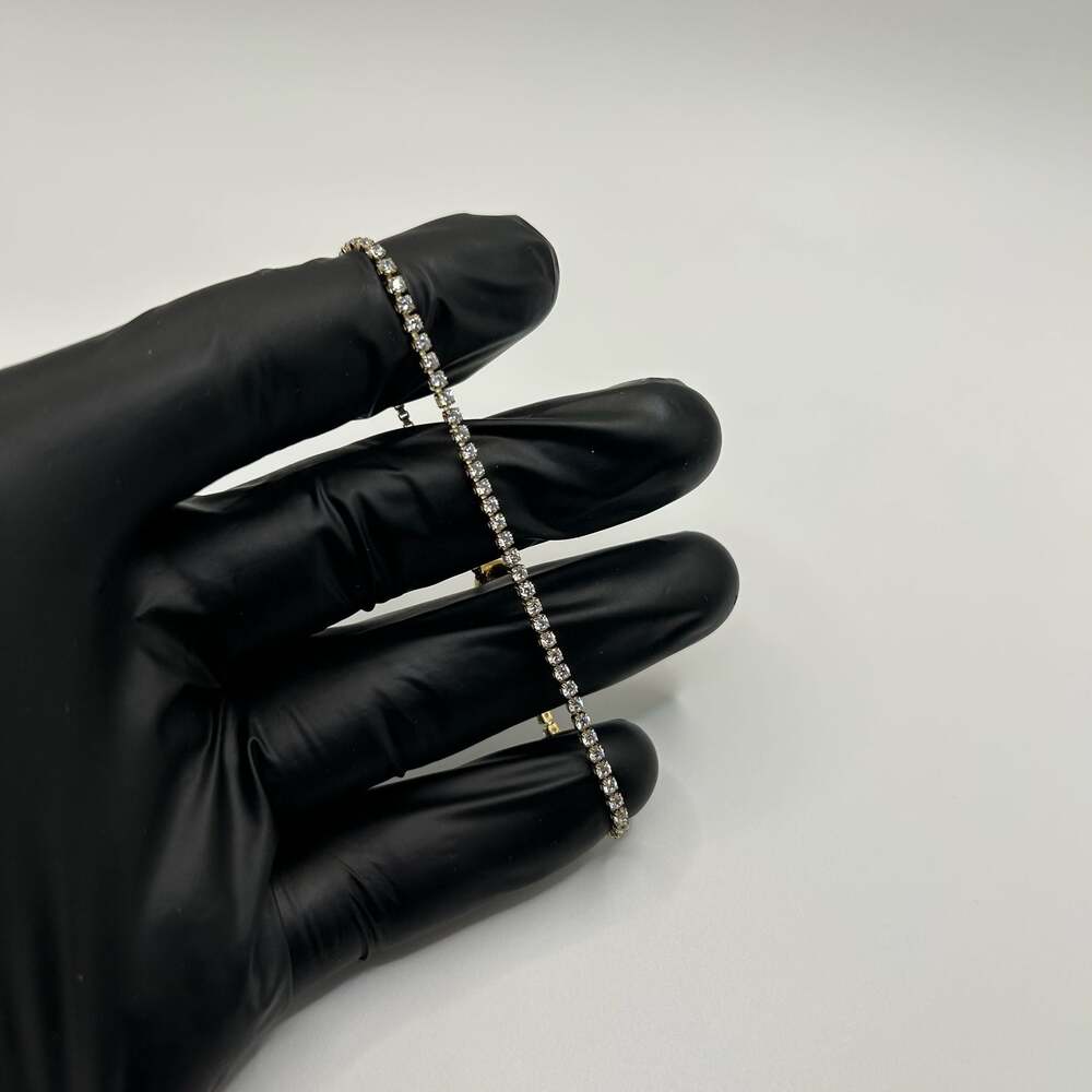 Real Moissanite 2mm 18K Gold Tennis Bracelet Adjustable Women VVS1 New No Pass